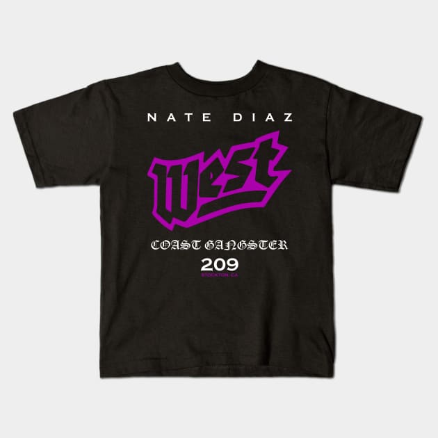 Nate Diaz West Coast Gangster Kids T-Shirt by SavageRootsMMA